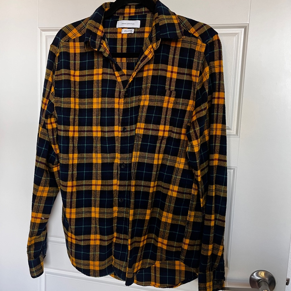 Urban Outfitters Black and Yellow Casual Button Down Shirt